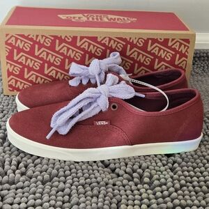 Vans Burgundy Sneakers with Lavender Laces